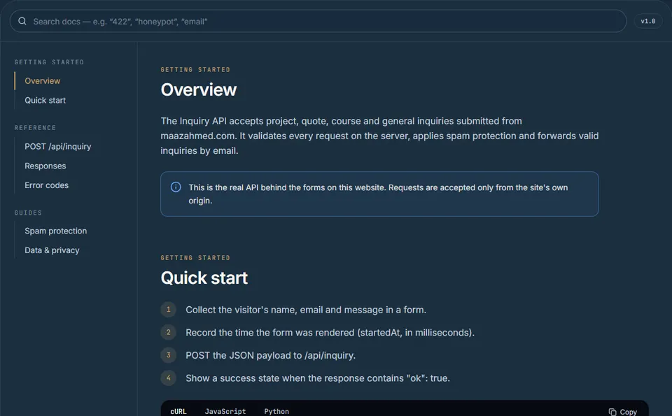 Screenshot of the Interactive API Docs demo