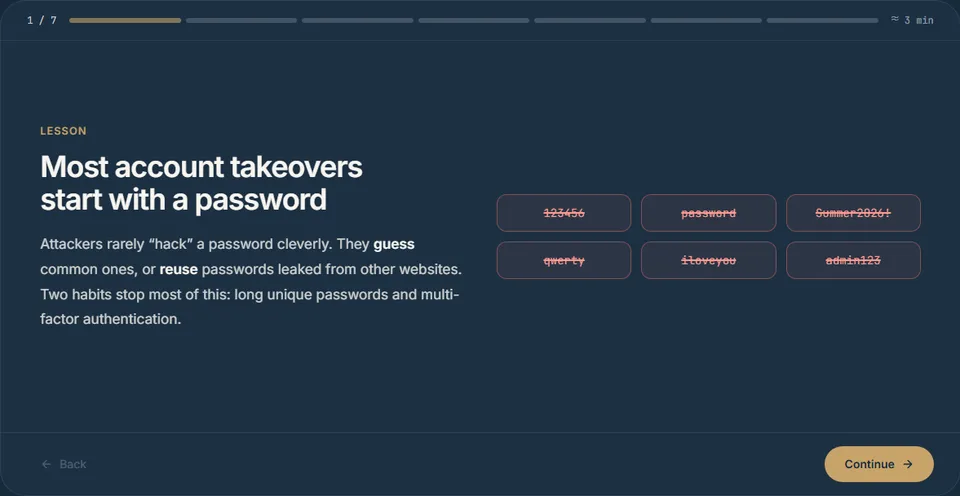 Screenshot of the Passwords & MFA in 3 minutes demo